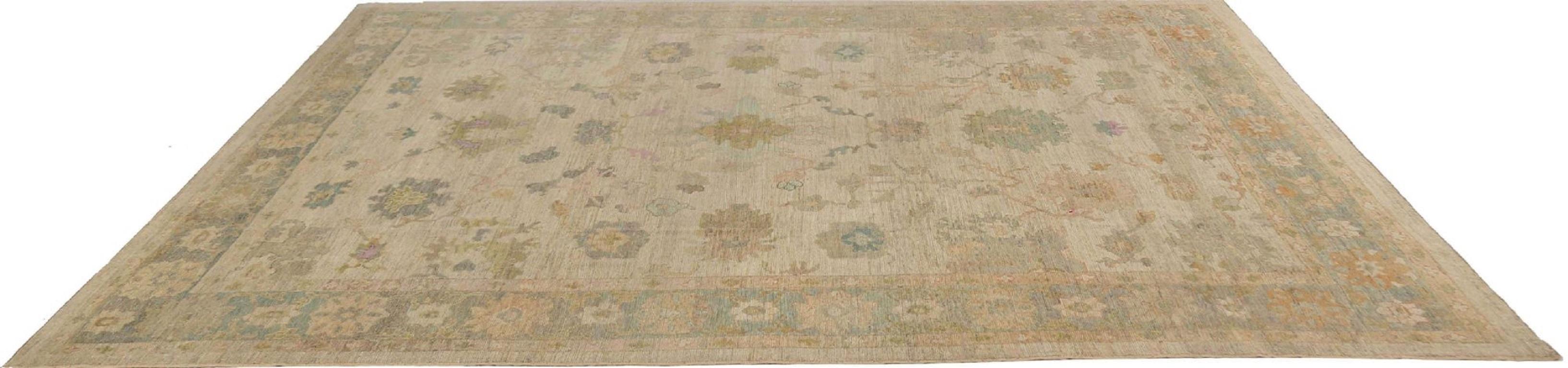 Afghanistan Oushak Over Size Teppich - Wolle Elfenbein Design - 95806 (Afghanisch) im Angebot