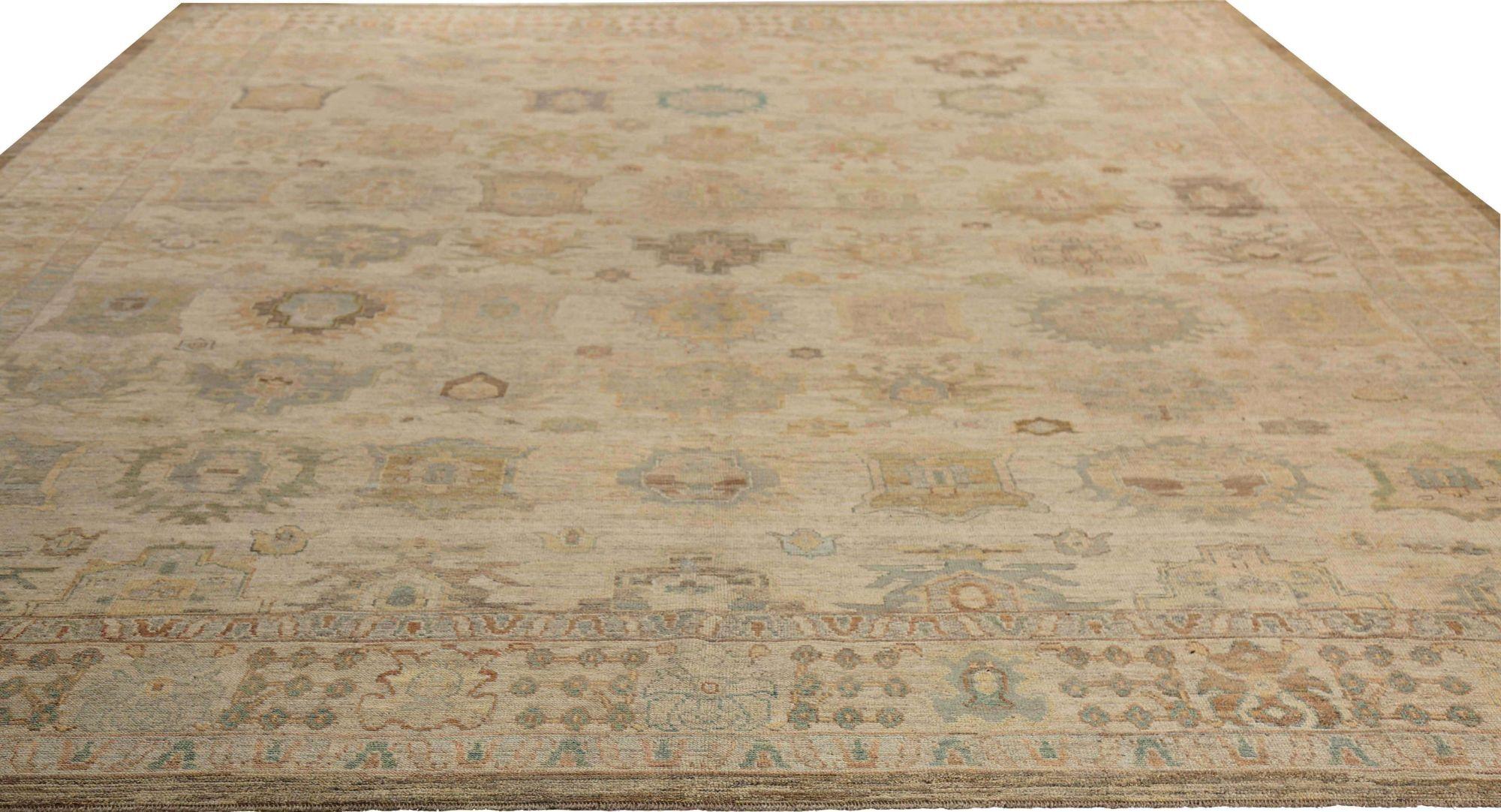 Afghanistan Oushak Over Size Teppich - Wolle Elfenbein Design - 95808 (Türkisch) im Angebot