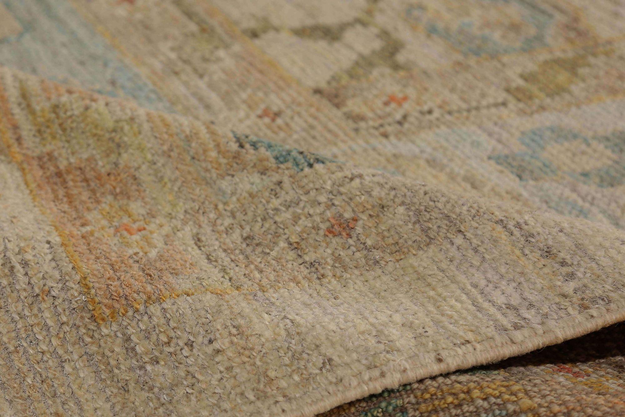 Afghanistan Oushak Over Size Teppich - Wolle Elfenbein Design - 95835 (Stammeskunst) im Angebot