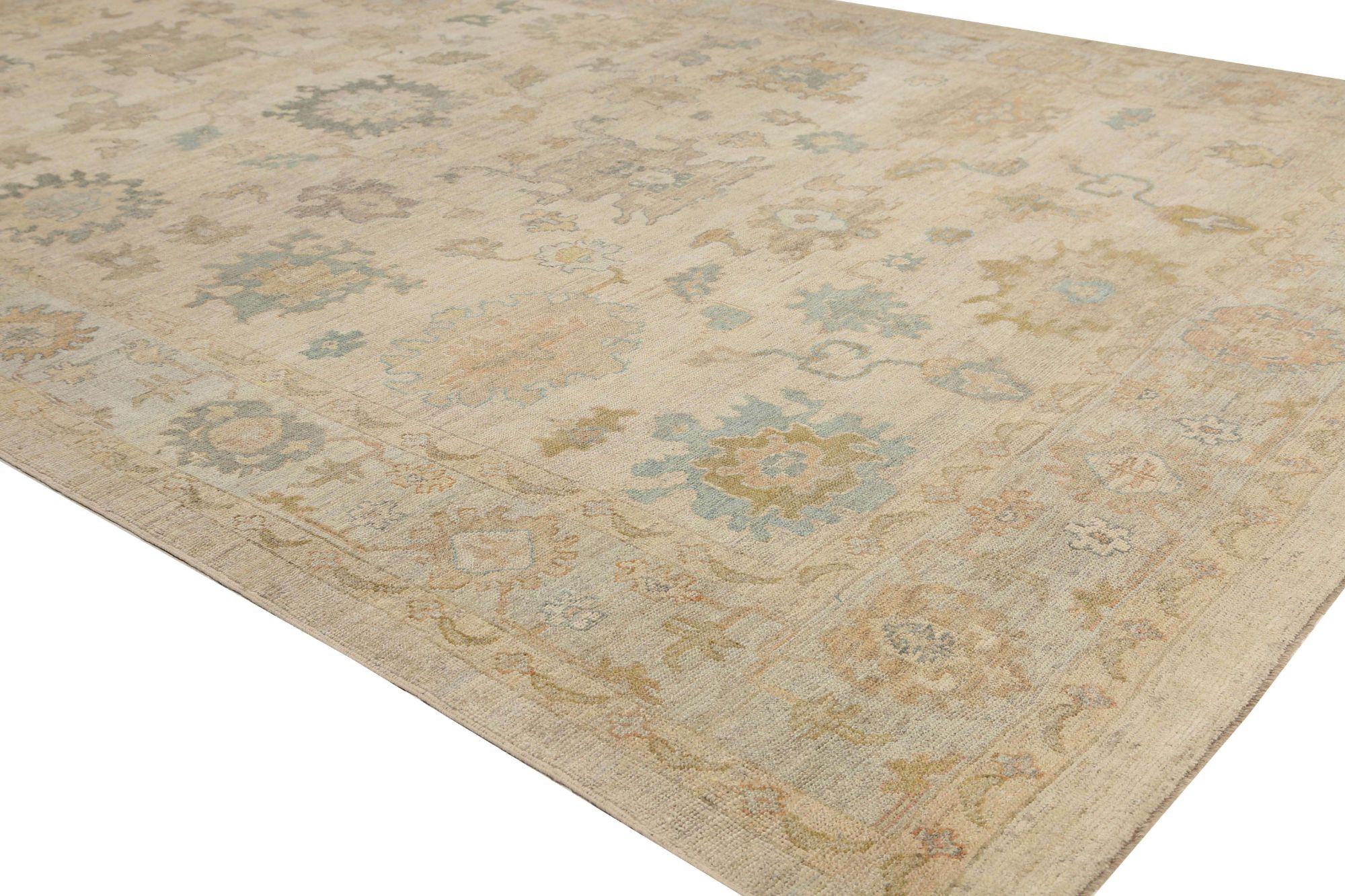 Afghanistan Oushak Over Size Teppich - Wolle Elfenbein Design - 95920 (Stammeskunst) im Angebot