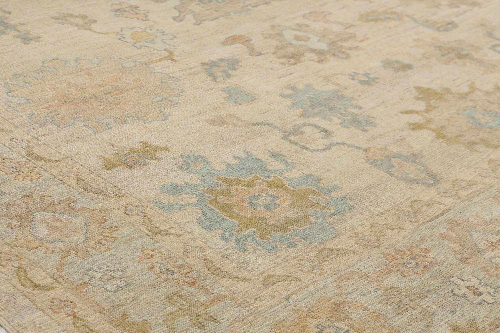 Afghanistan Oushak Over Size Teppich - Wolle Elfenbein Design - 95920 (Afghanisch) im Angebot