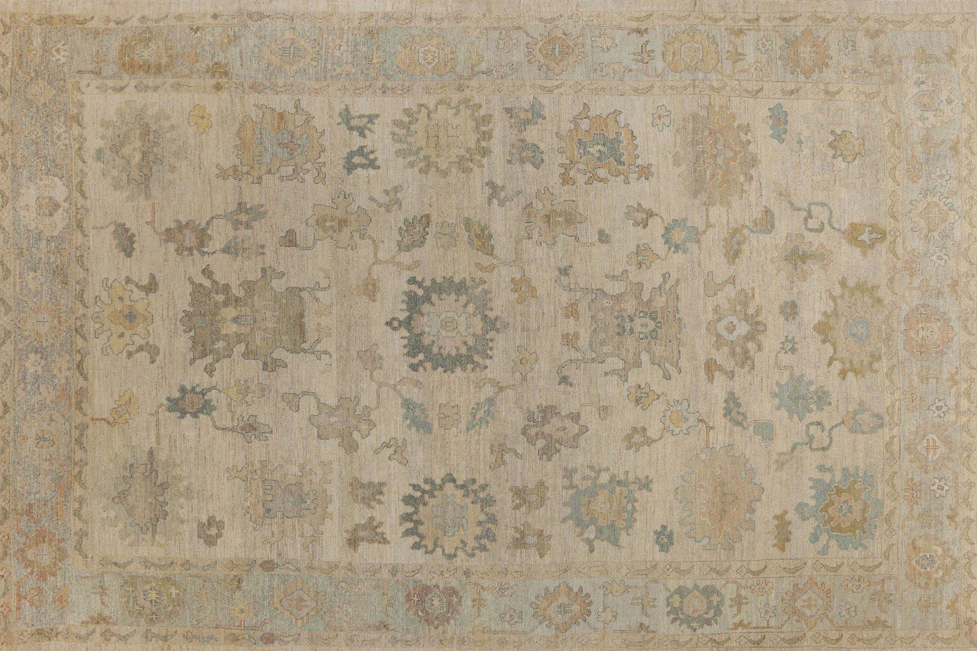 Afghanistan Oushak Over Size Teppich - Wolle Elfenbein Design - 95920 im Zustand „Hervorragend“ im Angebot in Dallas, TX