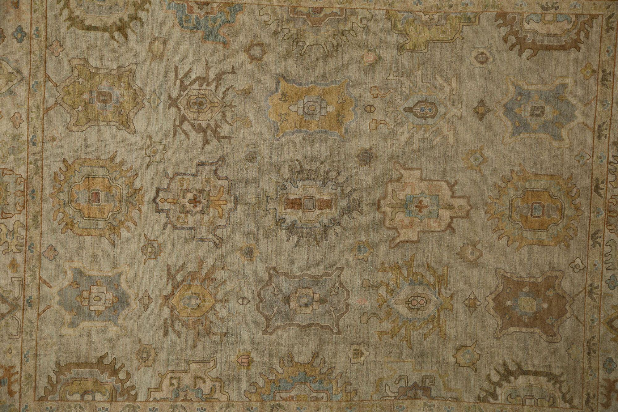 Afghanistan Oushak Over Size Teppich - Wolle Elfenbein Design - 96070 (Stammeskunst) im Angebot