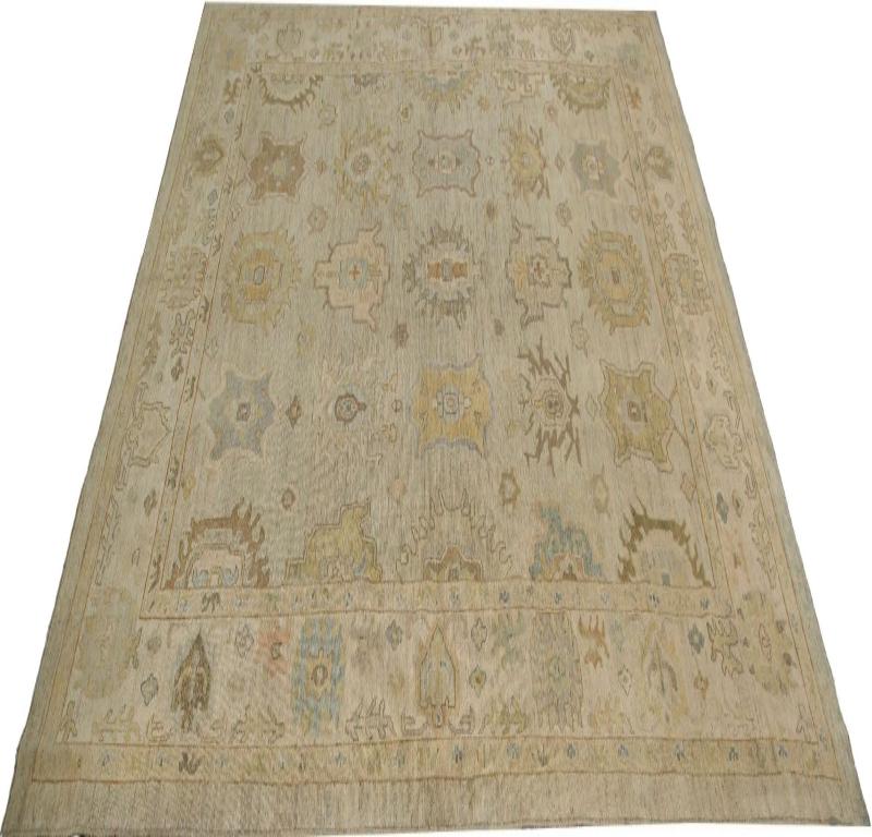 Afghanistan Oushak Over Size Teppich - Wolle Elfenbein Design - 96070 im Zustand „Hervorragend“ im Angebot in Dallas, TX