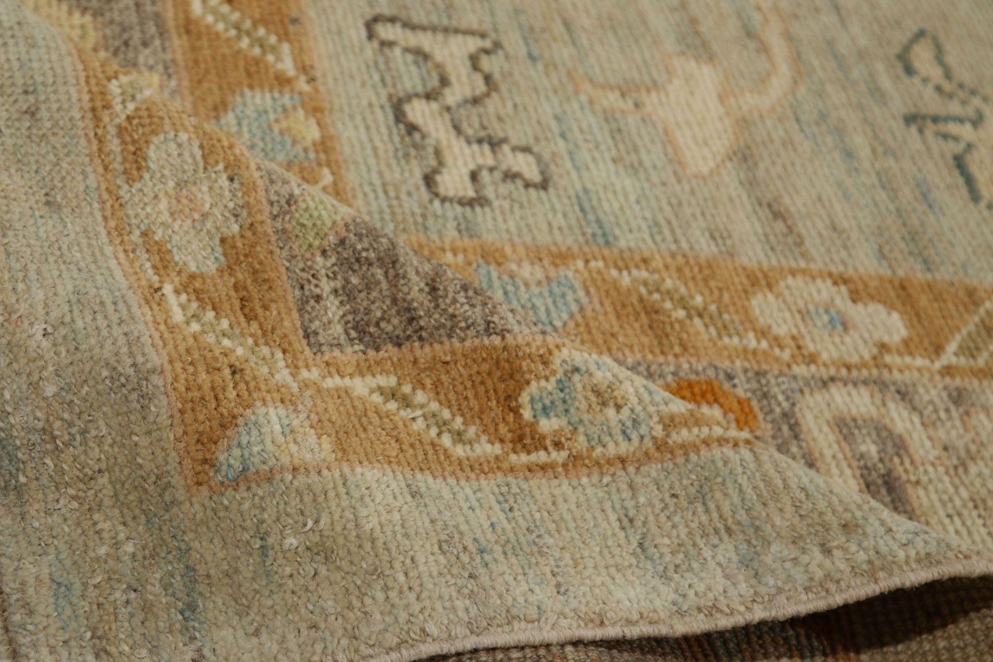 Hand-Knotted Turkey Oushak Over Size Rug - Wool Ivory Design - 96107 For Sale