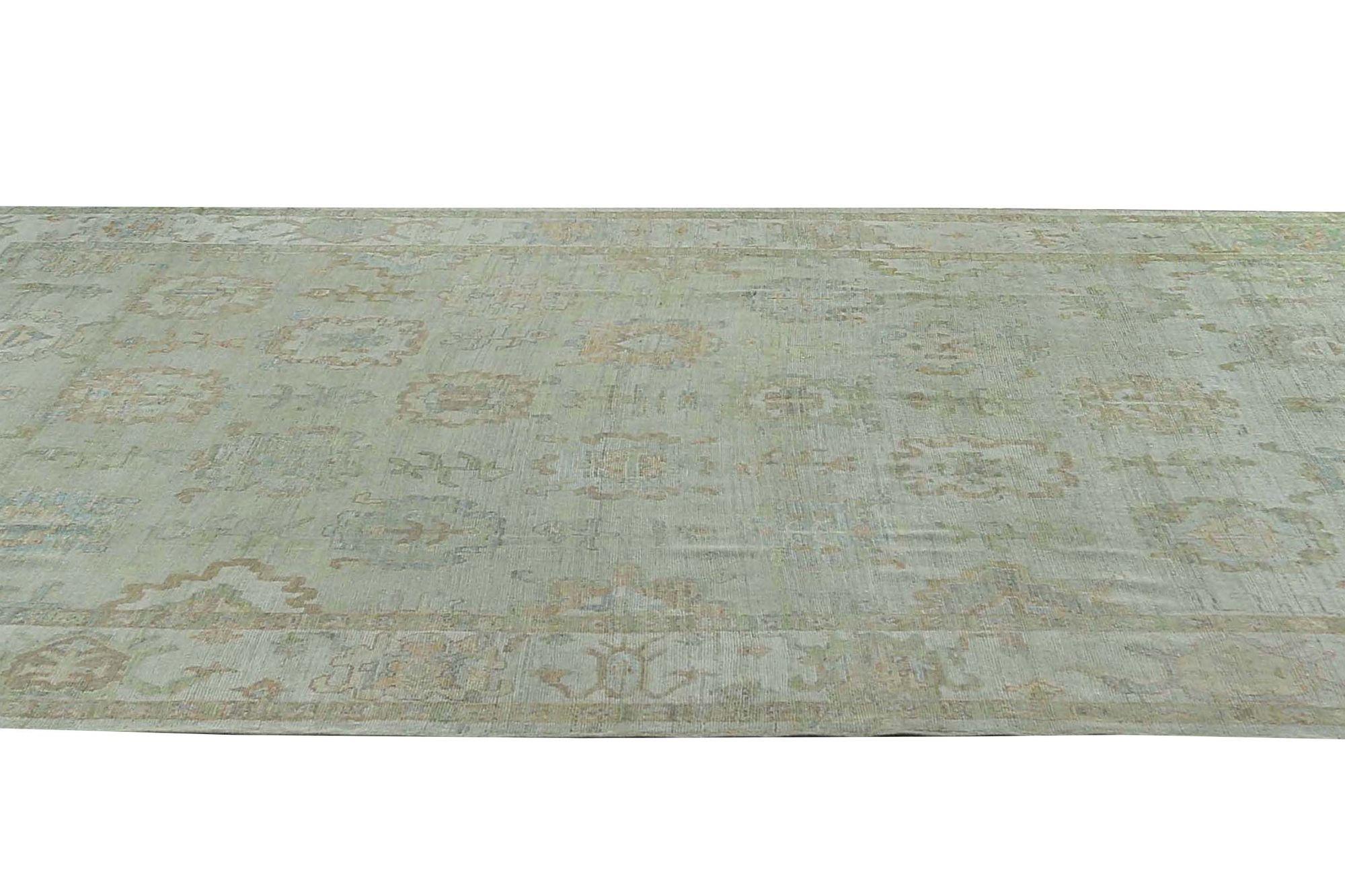 Afghanistan Oushak Over Size Teppich - Wolle Elfenbein Design - 97024 (Stammeskunst) im Angebot