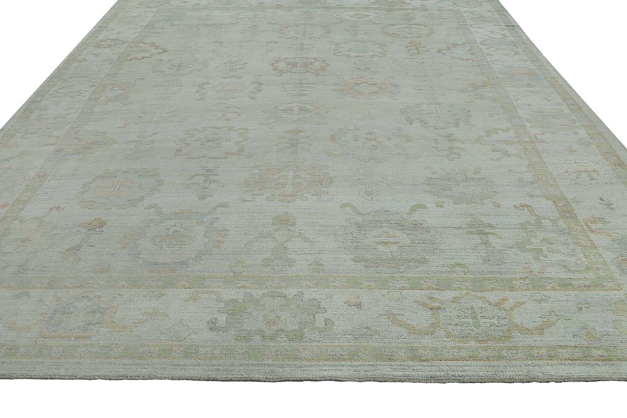 Afghanistan Oushak Over Size Teppich - Wolle Elfenbein Design - 97024 (Afghanisch) im Angebot