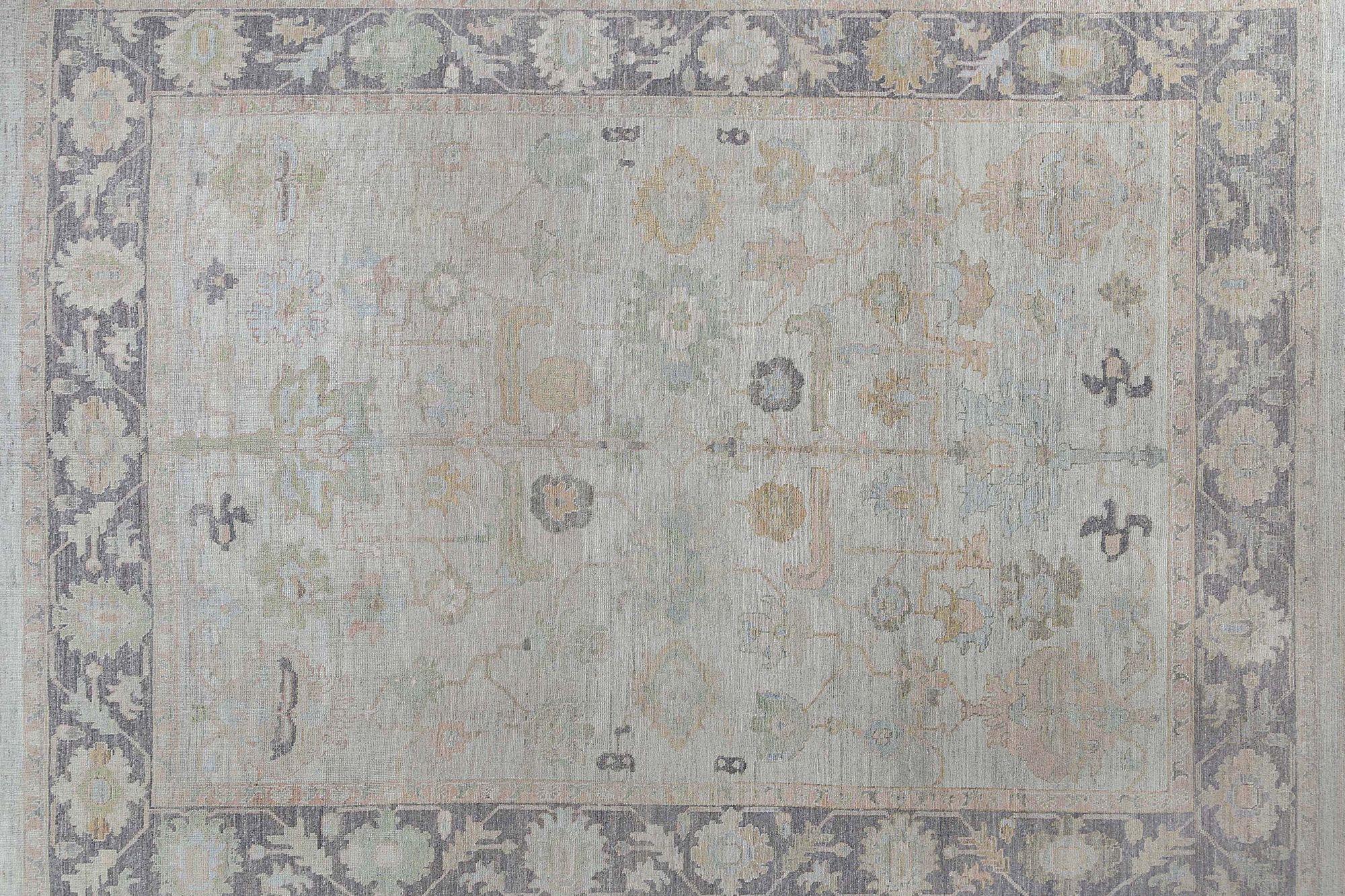 Afghanistan Oushak Over Size Teppich - Wolle Elfenbein Design - 97491 im Zustand „Hervorragend“ im Angebot in Dallas, TX