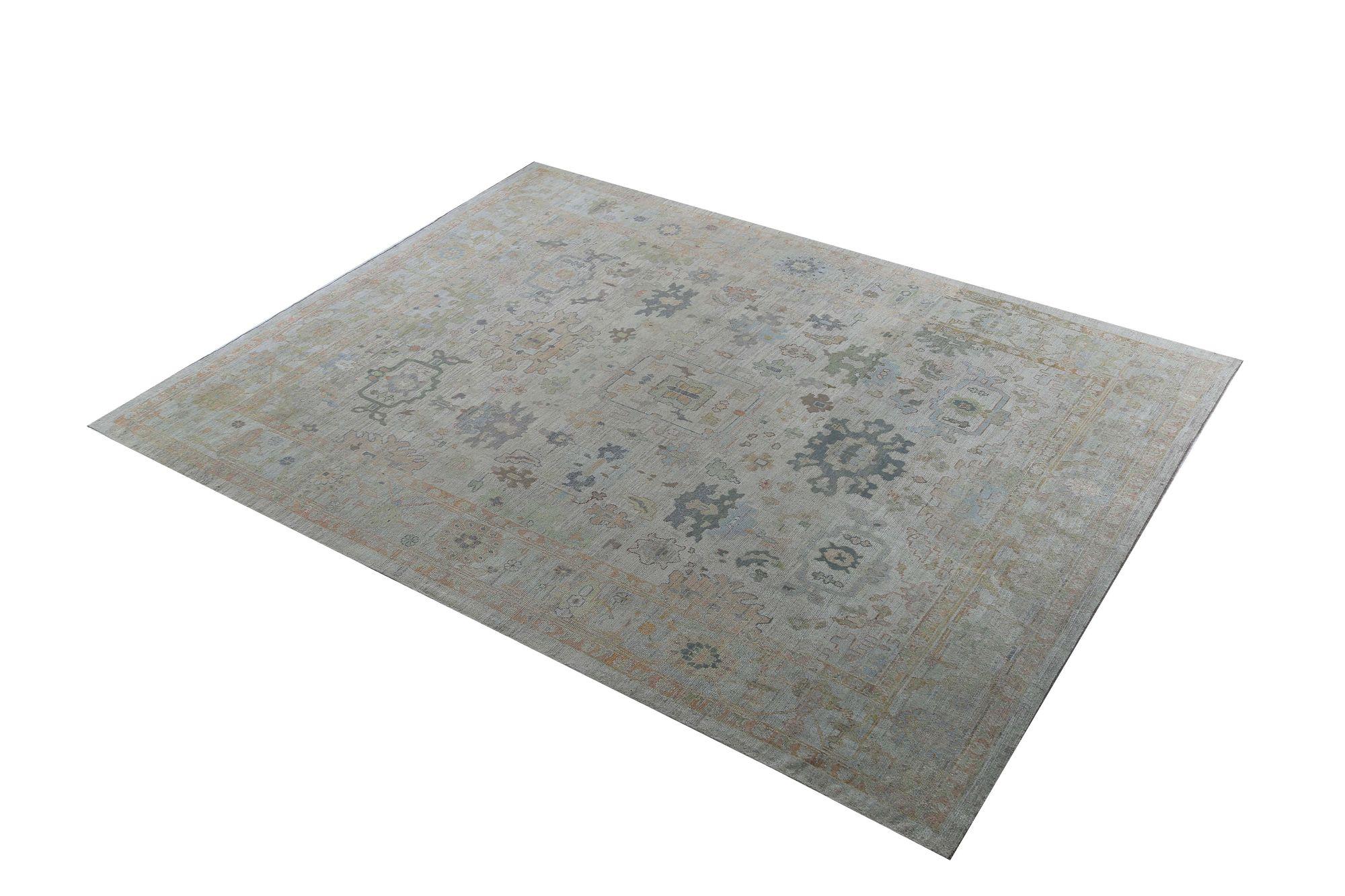 Afghanistan Oushak Over Size Teppich - Wolle Elfenbein Design - 97501 (Afghanisch) im Angebot
