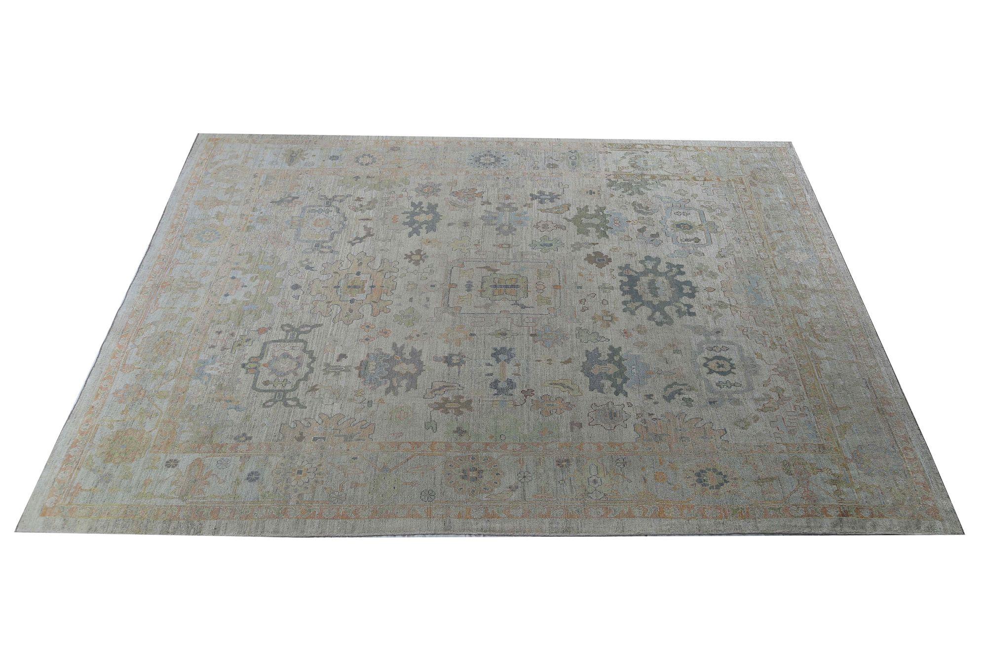 Afghanistan Oushak Over Size Teppich - Wolle Elfenbein Design - 97501 im Zustand „Hervorragend“ im Angebot in Dallas, TX