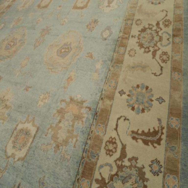 Afghanistan Oushak Over Size Teppich - Wolle Elfenbein Hellblau - 92624 (Stammeskunst) im Angebot