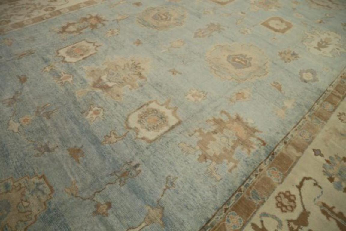 Afghanistan Oushak Over Size Teppich - Wolle Elfenbein Hellblau - 92624 im Zustand „Hervorragend“ im Angebot in Dallas, TX