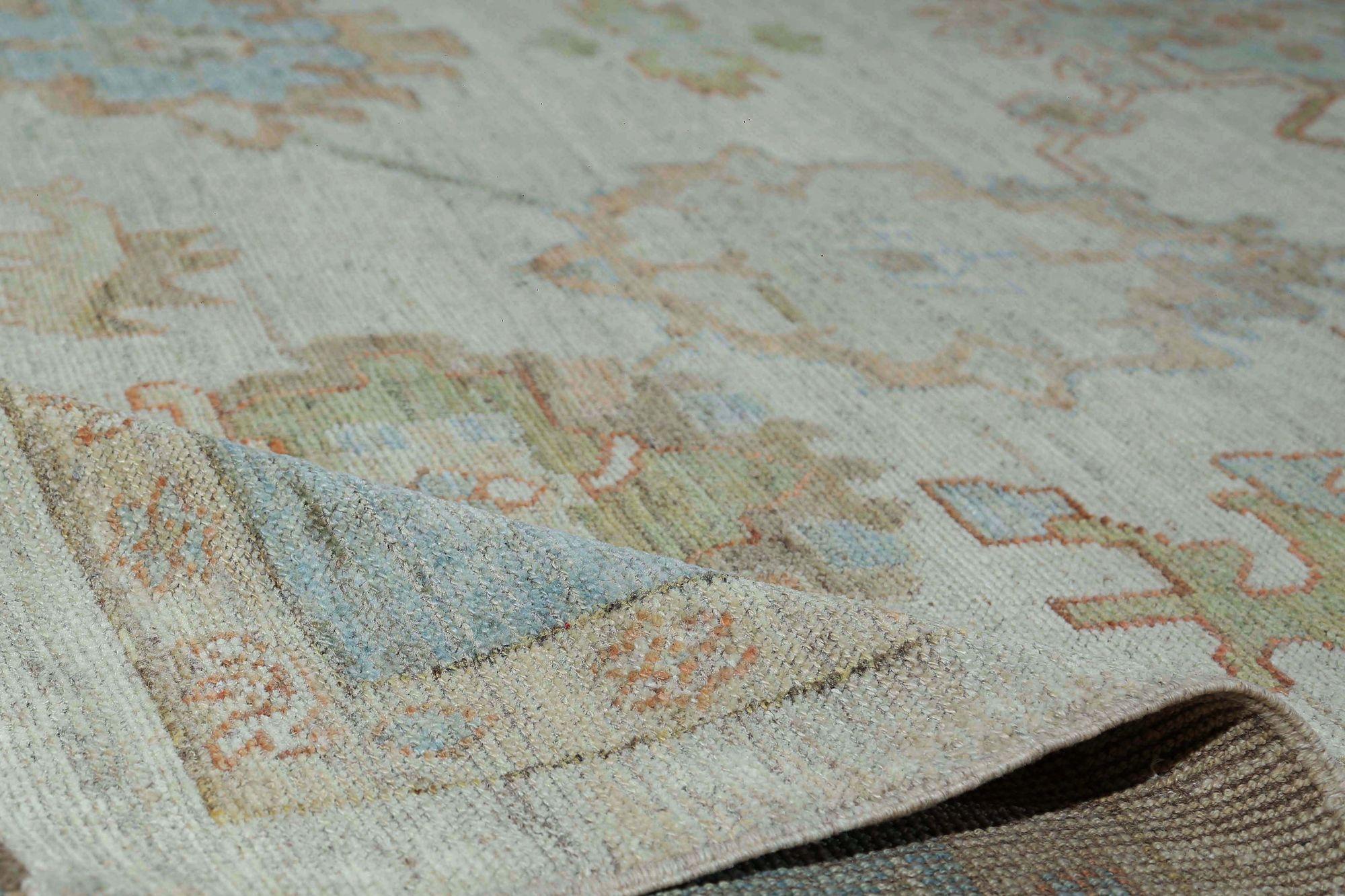 Alfombra Afganistán Oushak - Lana Marfil Azul Claro - 97252 Afgano en venta