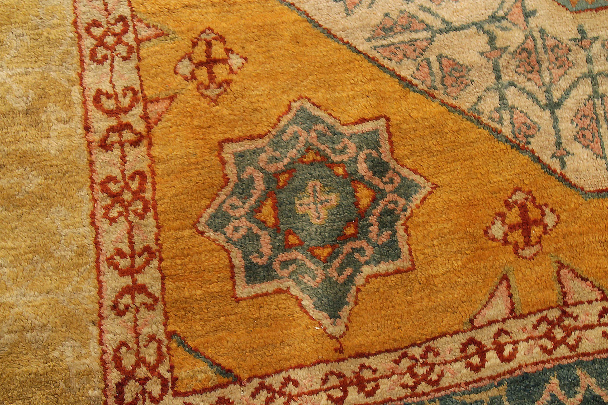 Afghanistan Oushak Over Size Teppich - Wolle Elfenbein Orange Gelb - 92136 im Zustand „Hervorragend“ im Angebot in Dallas, TX