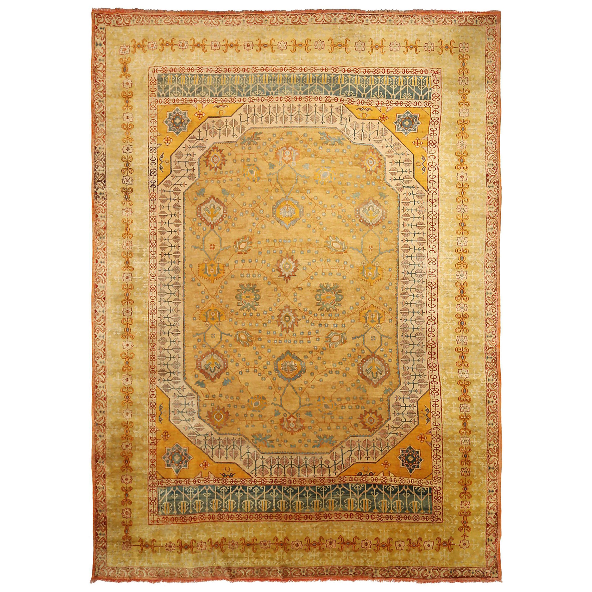 Tapis Afghanistan Oushak - Laine ivoire orange jaune - 92136