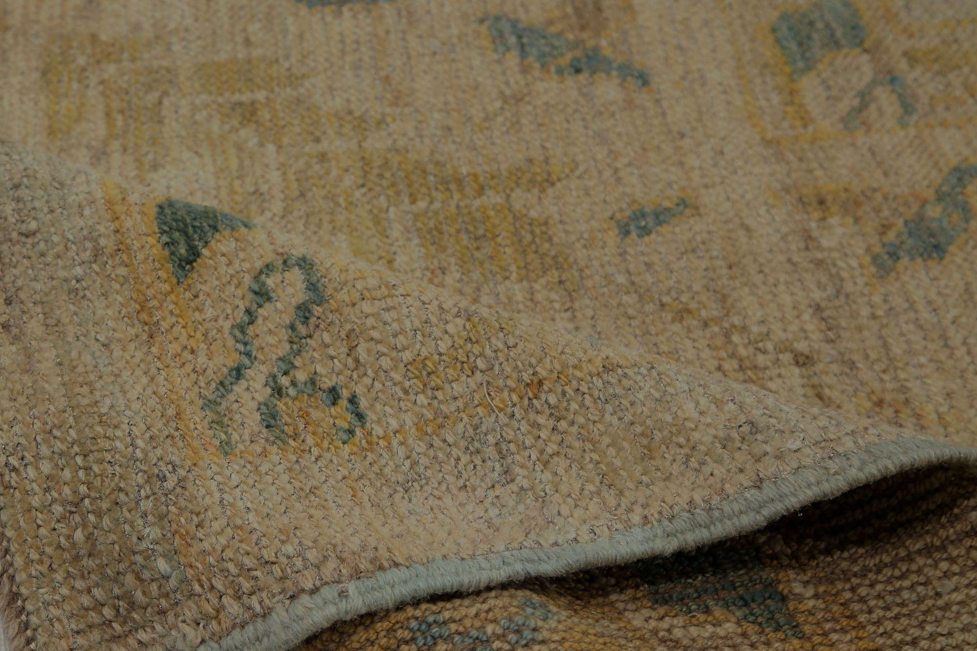 Afghanistan Oushak Over Size Teppich - Wolle Elfenbein Taupe Design - 96172 im Zustand „Hervorragend“ im Angebot in Dallas, TX