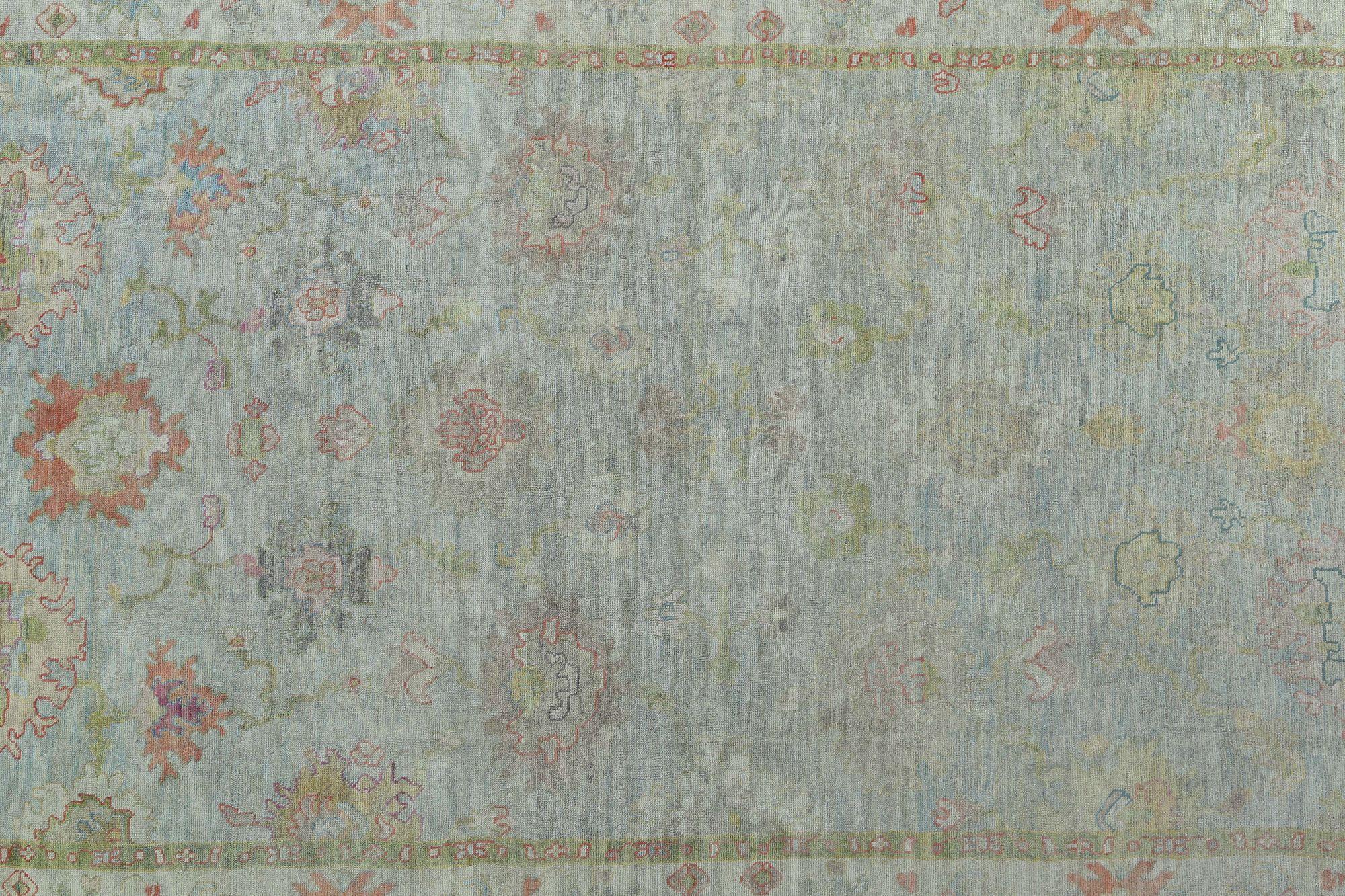 Afghanistan Oushak Over Size Teppich - Wolle Hellblau Design - 97251 (Stammeskunst) im Angebot
