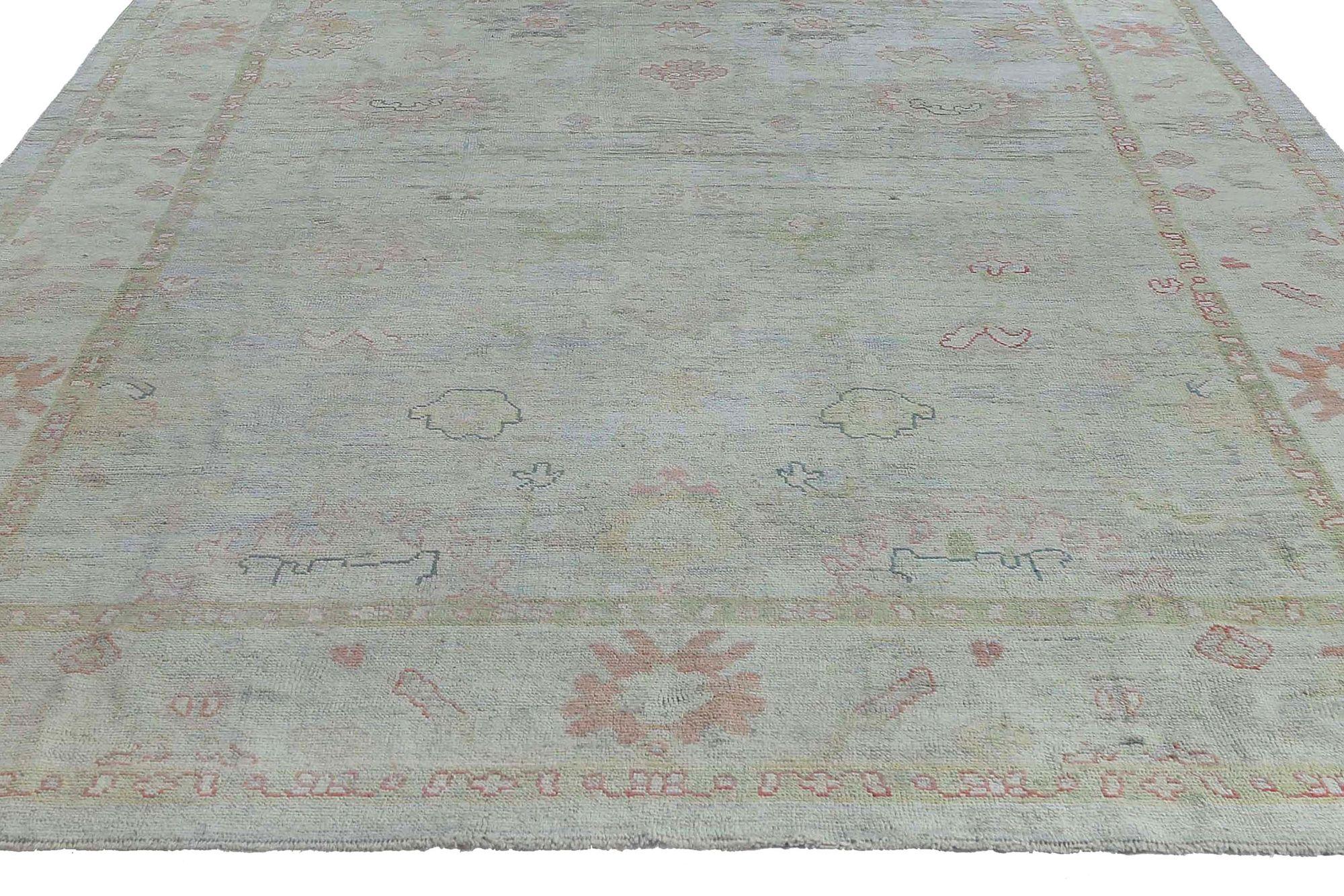 Afghanistan Oushak Over Size Teppich - Wolle Hellblau Design - 97251 (Afghanisch) im Angebot