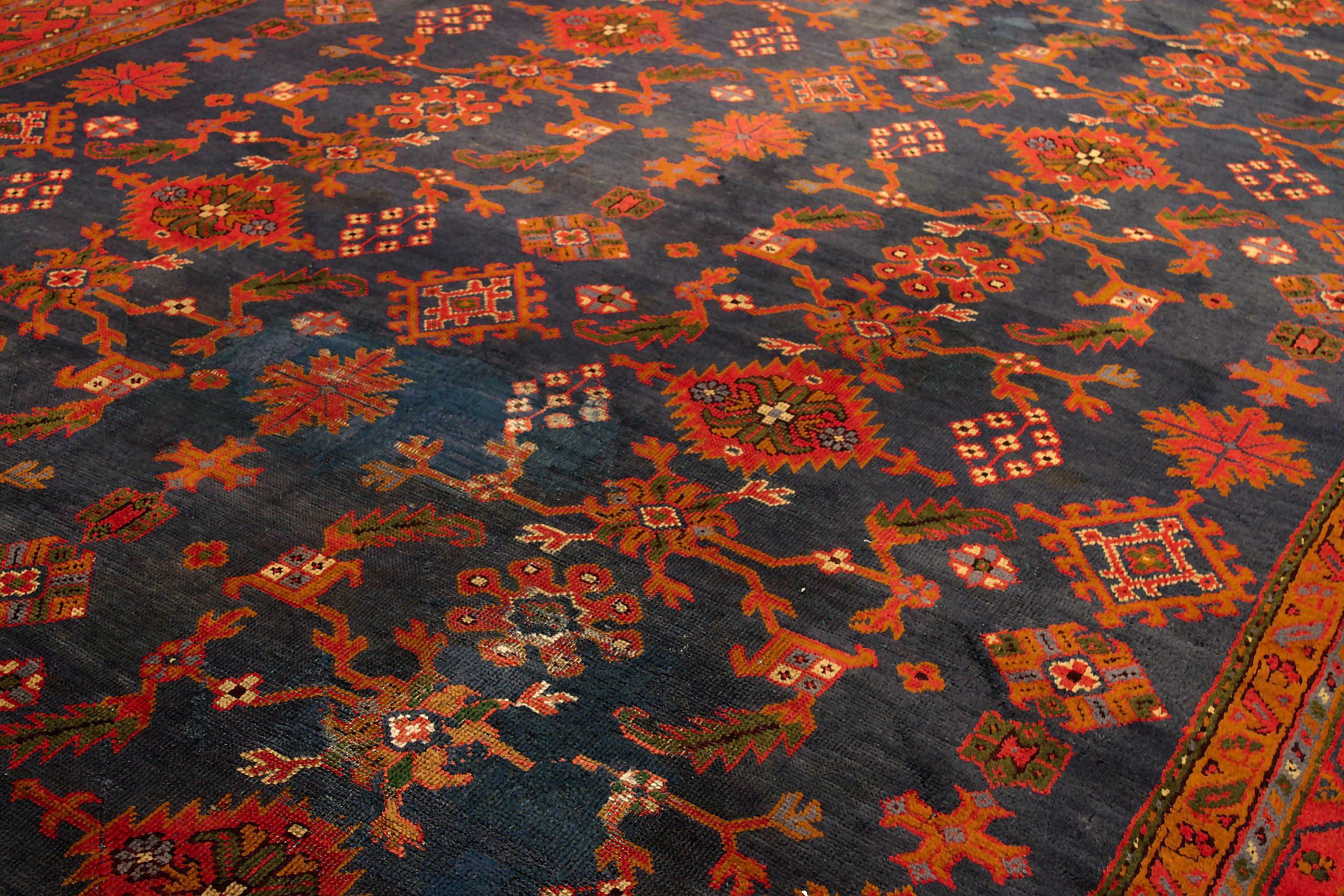 Afghanistan Oushak Over Size Teppich - Wolle Marineblau Rot Design - 92139 (Afghanisch) im Angebot