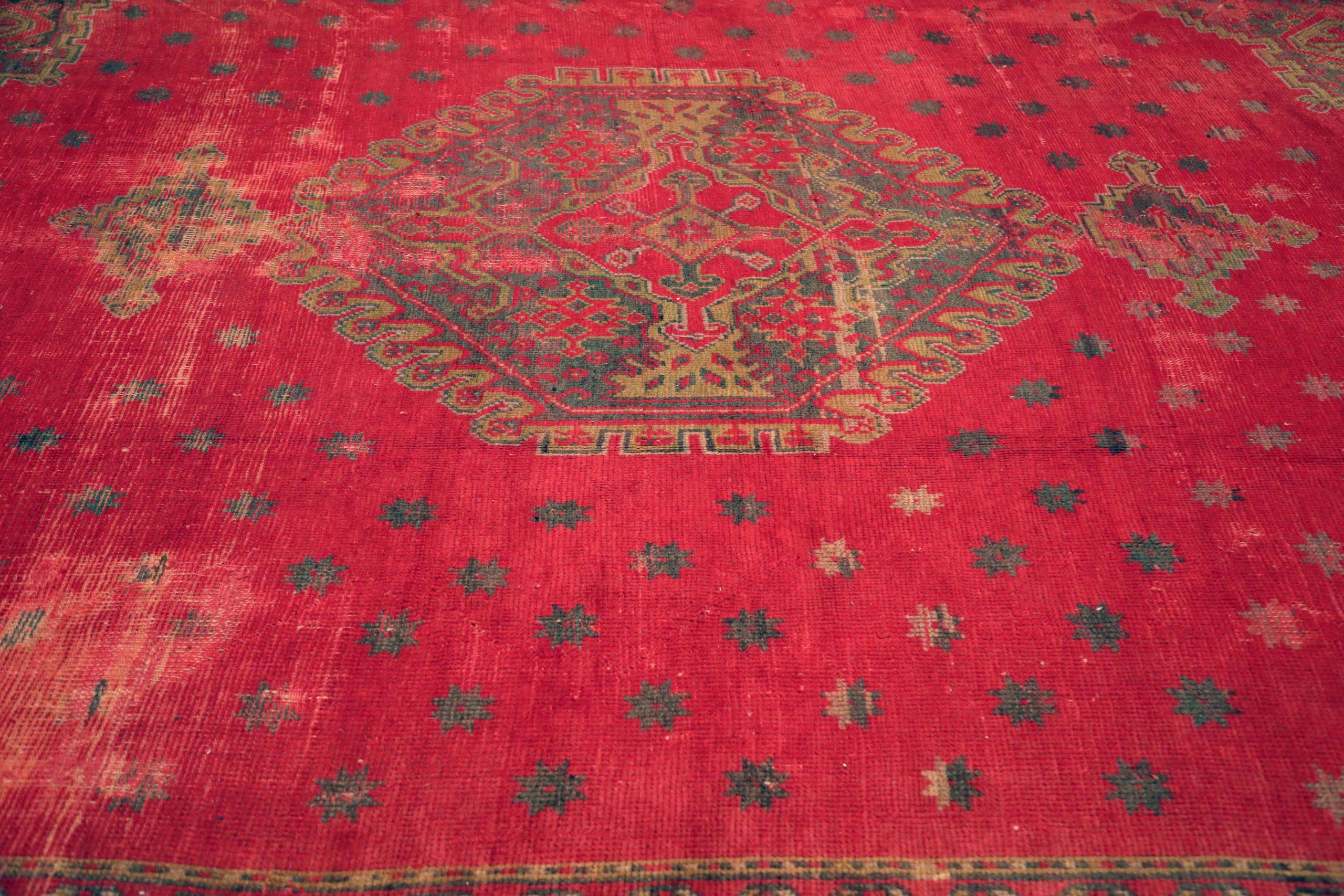 Afghanistan Oushak Over Size Teppich - Wolle Rot Design - 93671 im Zustand „Hervorragend“ im Angebot in Dallas, TX