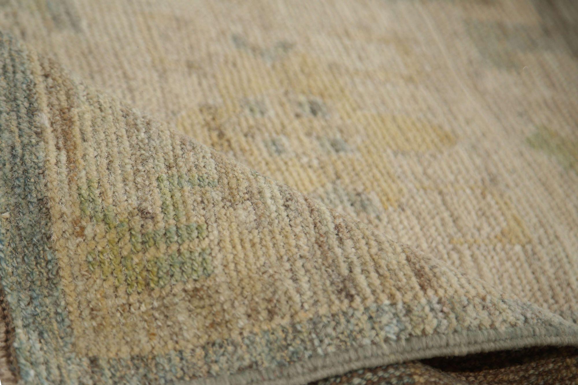 Afghanistan Oushak Runner Rug - Wool Blue Design - 96060 In Excellent Condition For Sale In Dallas, TX