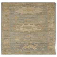Tapis de course Oushak d'Afghanistan, motif bleu en laine - 96060