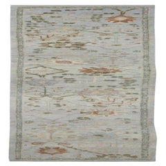 Tappeto Afghanistan Oushak Runner - Lana Blu Verde Avorio Design - 90691