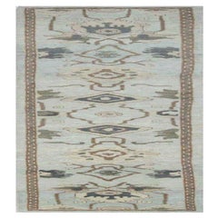 Tappeto Afghanistan Oushak Runner - Disegno in lana blu avorio - 88267