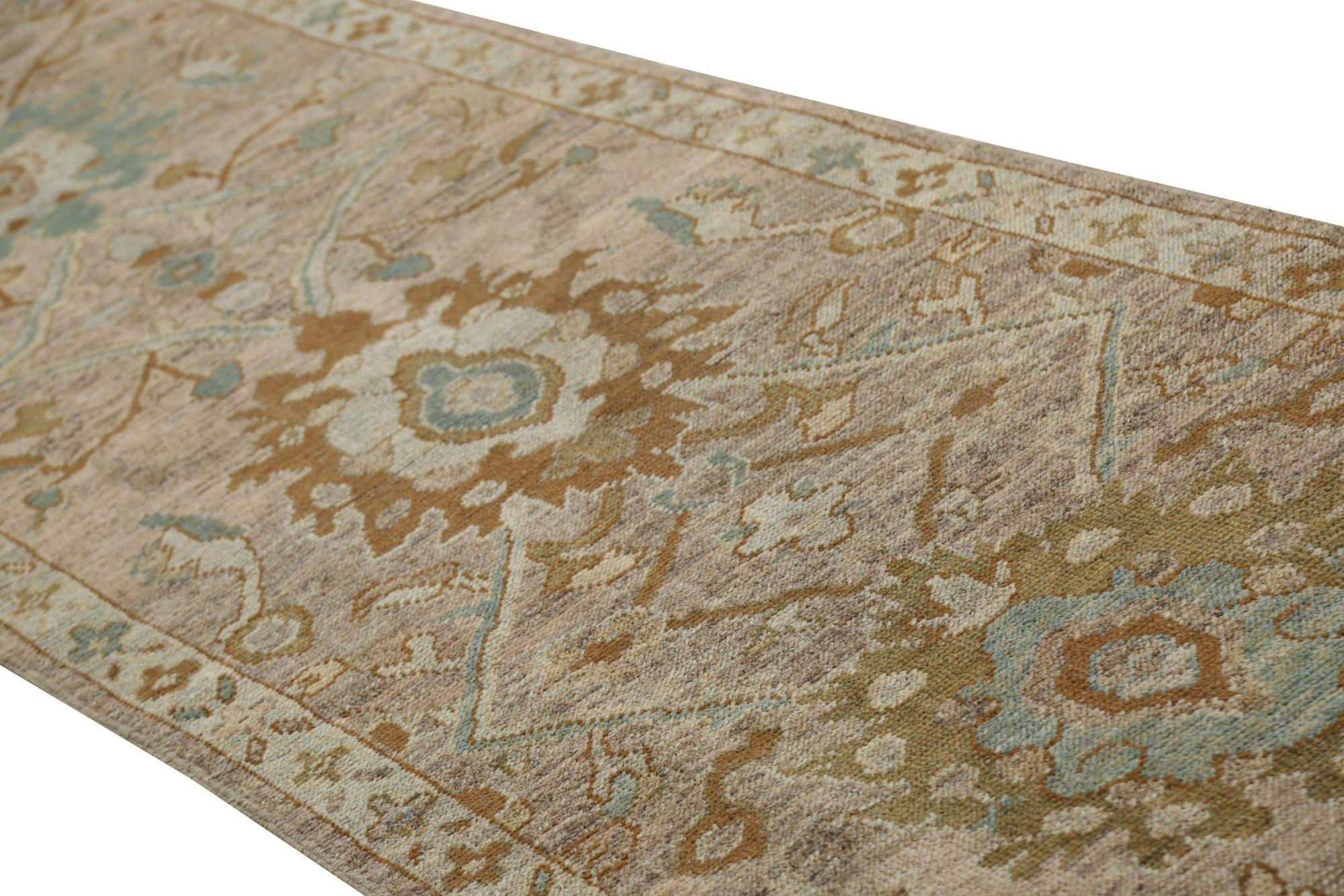 Tribale Tappeto Afghanistan Oushak Runner - Design Marrone Lana - 96125 in vendita
