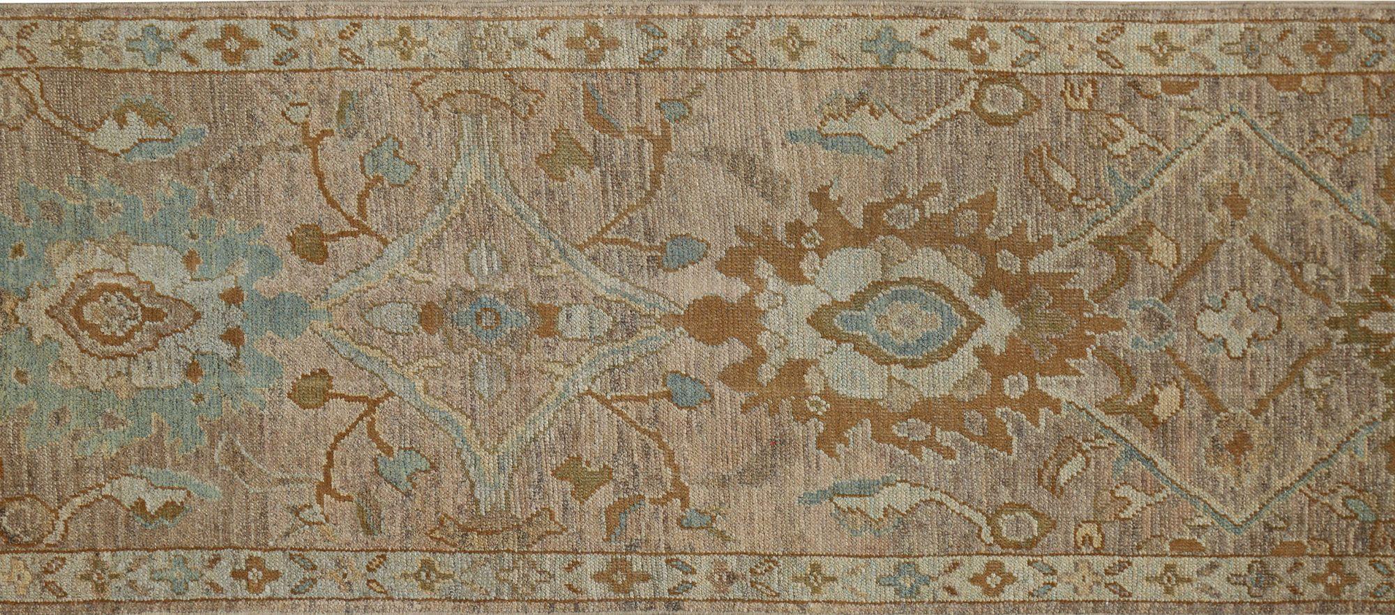 Afghano Tappeto Afghanistan Oushak Runner - Design Marrone Lana - 96125 in vendita