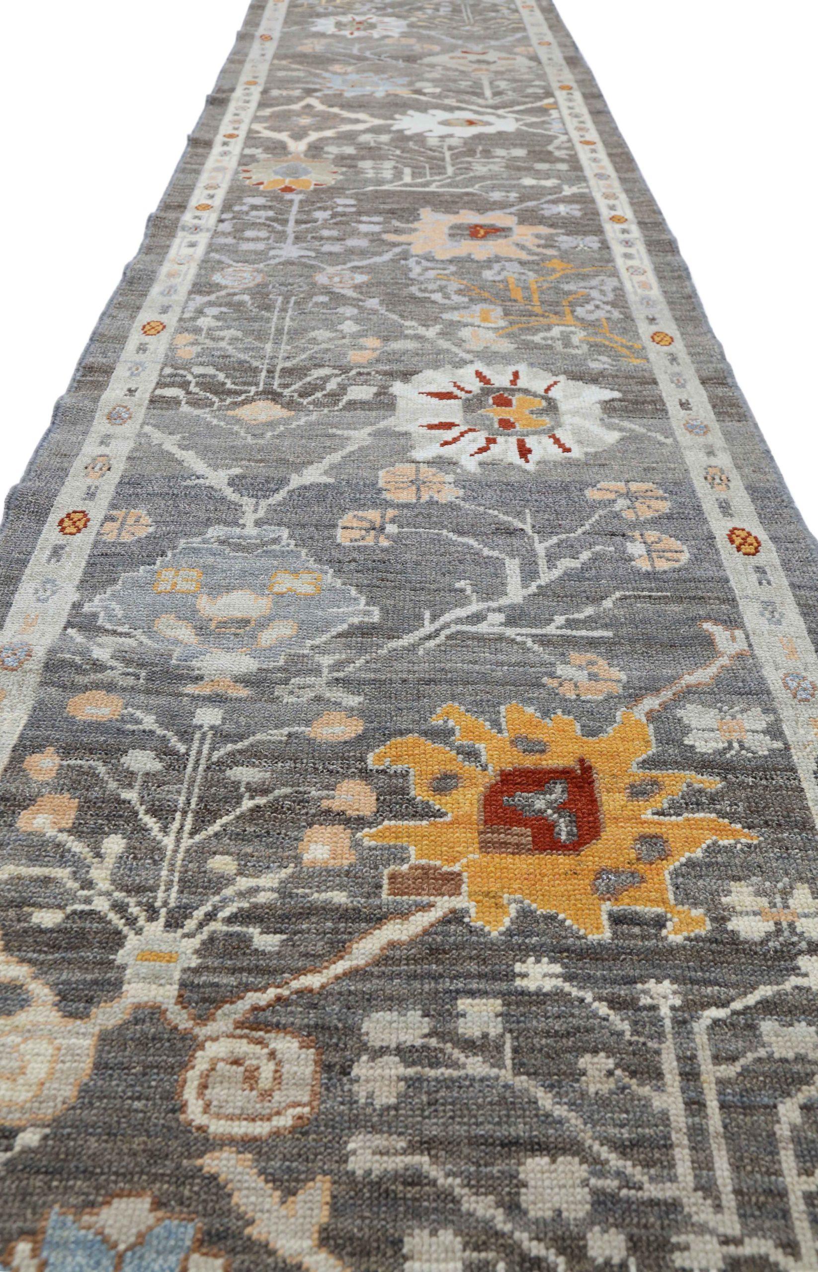 Afghanistan Oushak Läufer Teppich - Wolle Braun Elfenbein Design - 90696 (Afghanisch) im Angebot
