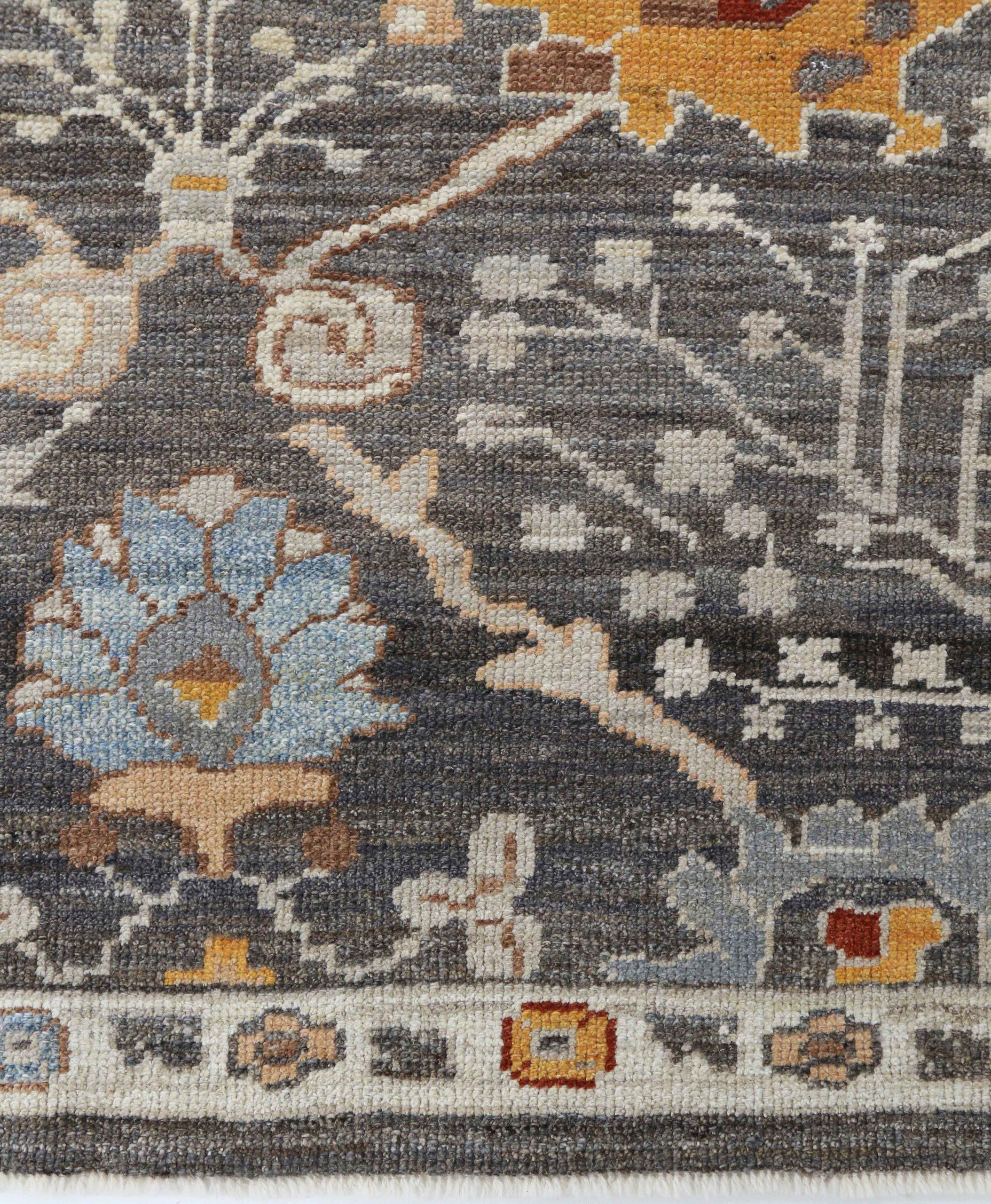 Afghanistan Oushak Läufer Teppich - Wolle Braun Elfenbein Design - 90696 im Zustand „Hervorragend“ im Angebot in Dallas, TX