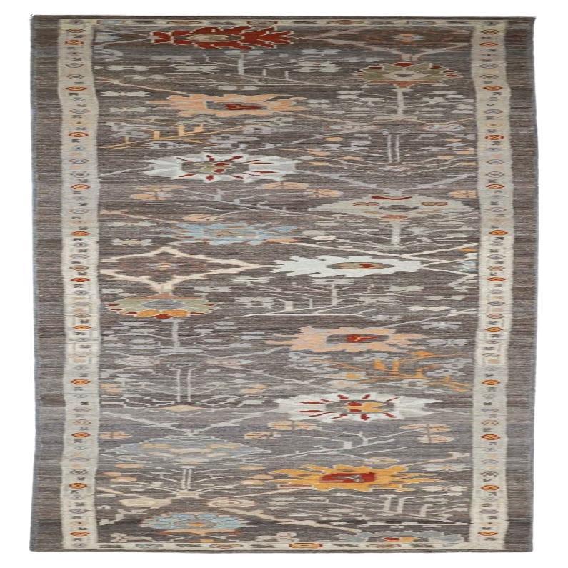 Afghanistan Oushak Läufer Teppich - Wolle Braun Elfenbein Design - 90696