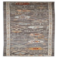 Afghanistan Oushak Läufer Teppich - Wolle Braun Elfenbein Design - 90696