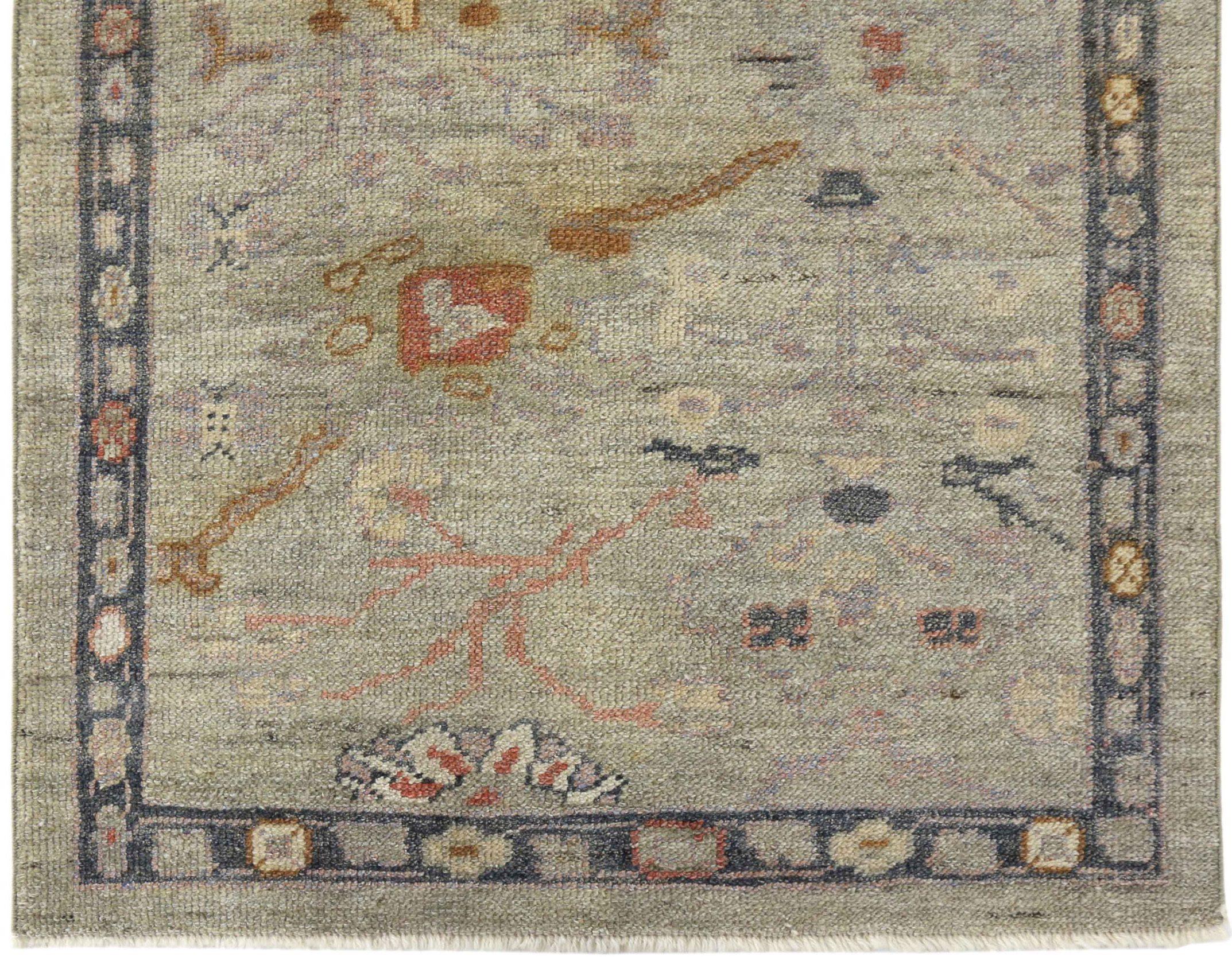 Afghanistan Oushak Läufer Teppich - Wolle Braun Elfenbein Design - 90701 (Afghanisch) im Angebot