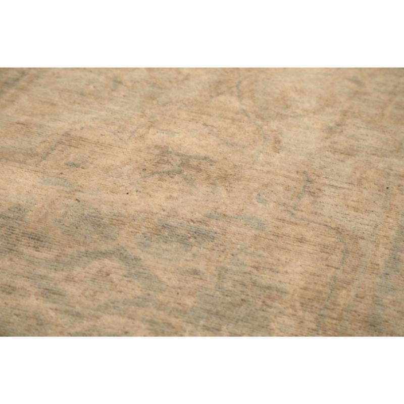 Tribal Afghanistan Oushak Runner Rug - Wool Green Ivory Design - 98045 For Sale