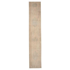 Tapis de couloir Oushak d'Afghanistan, motif vert ivoire - 98045