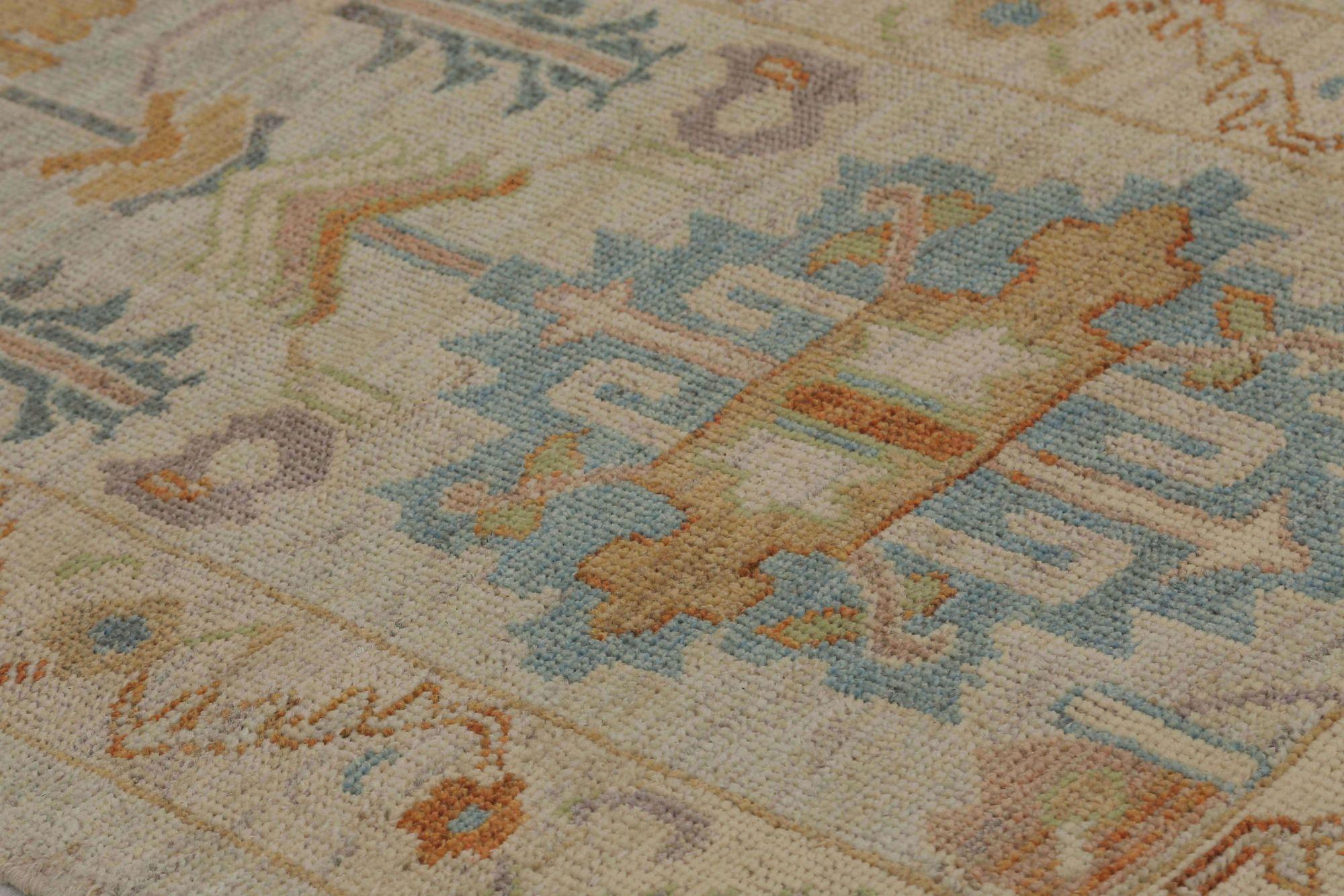Afghano Tappeto Afghanistan Oushak Runner - Design Lana Avorio - 95983 in vendita