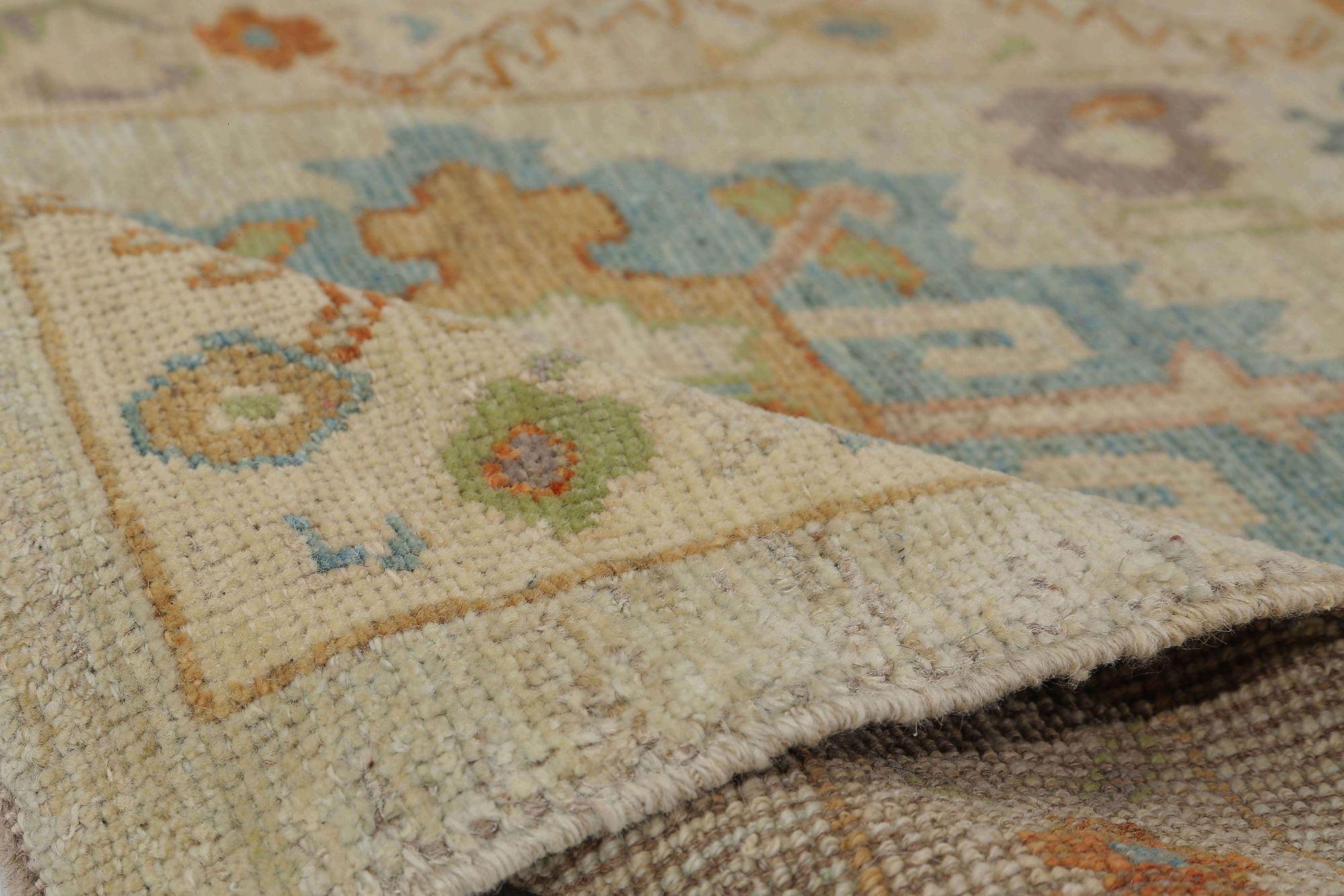 Tappeto Afghanistan Oushak Runner - Design Lana Avorio - 95983 In condizioni ottime in vendita a Dallas, TX