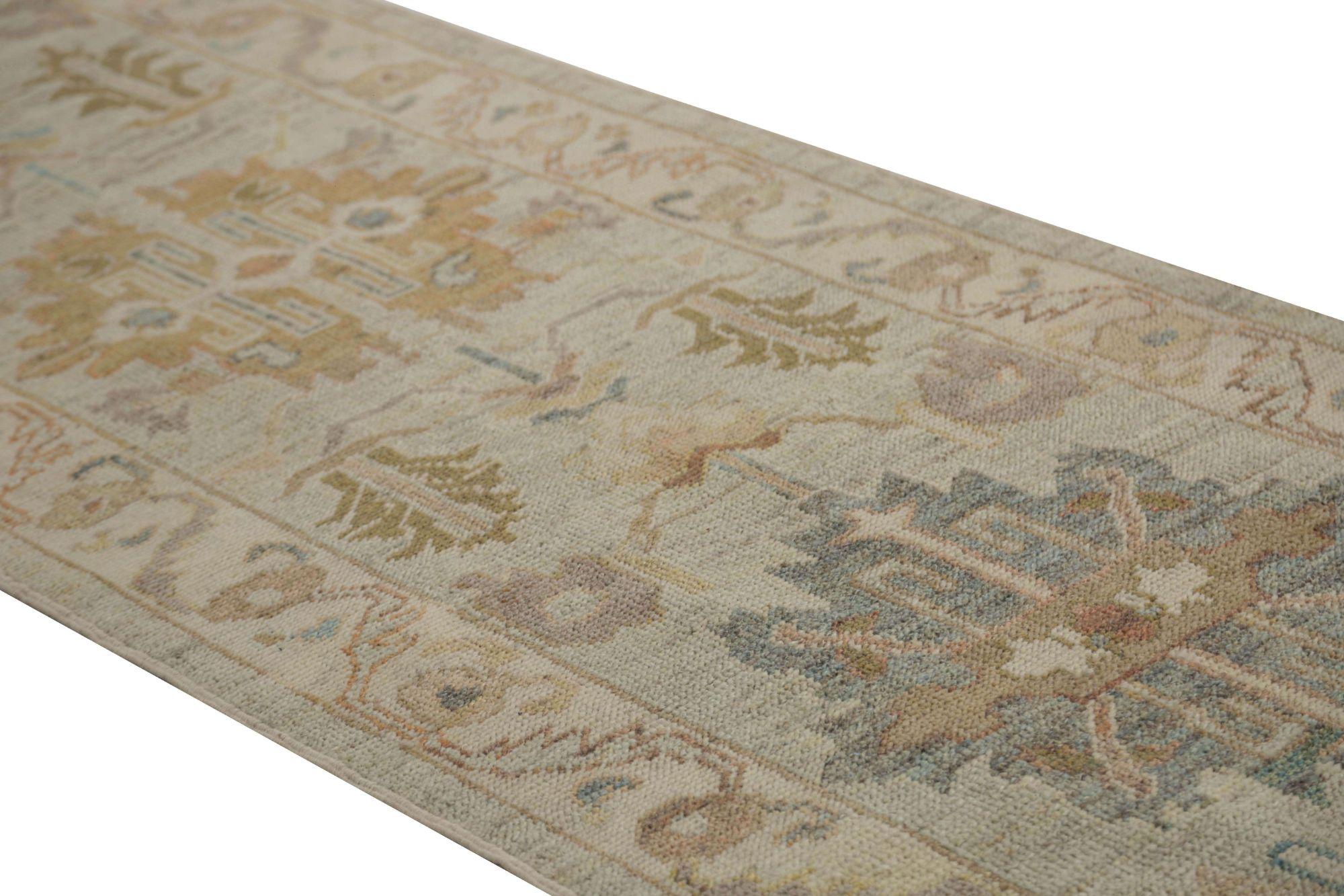 Afghanistan Oushak-Läufer aus Wolle in Elfenbein mit elfenbeinfarbenem Design - 95984 (Afghanisch) im Angebot