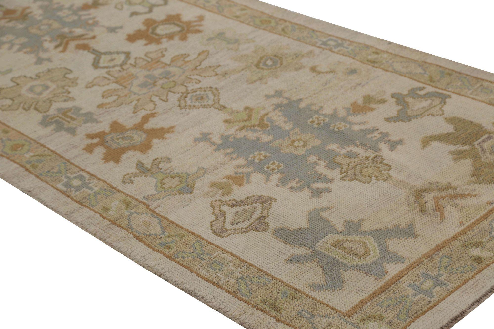 Afghanistan Oushak-Läufer aus Wolle in Elfenbein mit elfenbeinfarbenem Design - 95985 (Stammeskunst) im Angebot