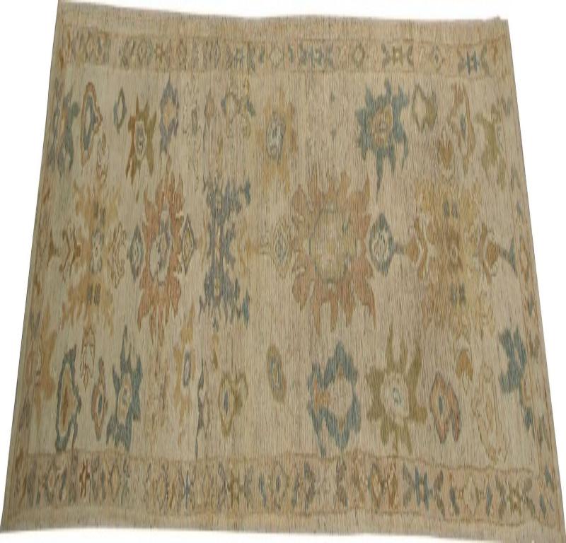 Afghanistan Oushak-Läufer aus Wolle in Elfenbein mit elfenbeinfarbenem Design - 96062 (Afghanisch) im Angebot