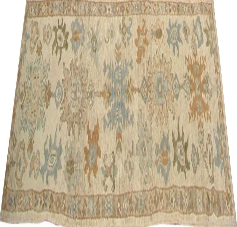 Afghanistan Oushak-Läufer aus Wolle in Elfenbein mit elfenbeinfarbenem Design - 96065 (Afghanisch) im Angebot