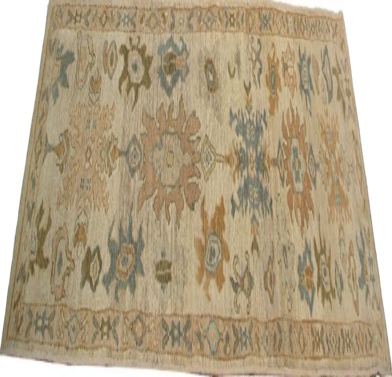 Afghanistan Oushak-Läufer aus Wolle in Elfenbein mit elfenbeinfarbenem Design - 96068 (Afghanisch) im Angebot