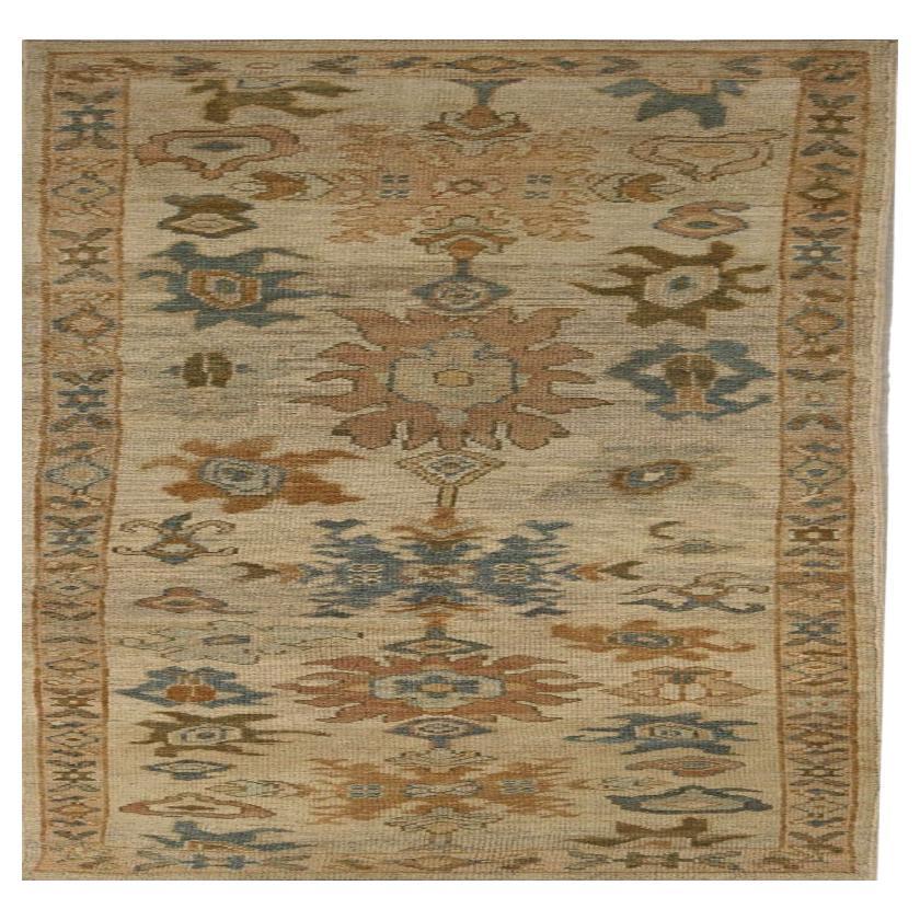 Afghanistan Oushak-Läufer aus Wolle in Elfenbein mit elfenbeinfarbenem Design - 96068