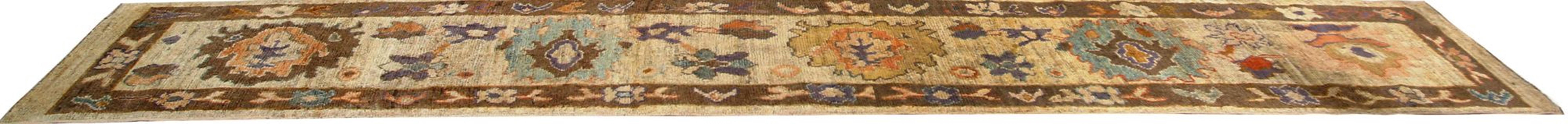 20ième siècle Tapis de course Oushak d'Afghanistan, motif en laine ivoire - 96069 en vente