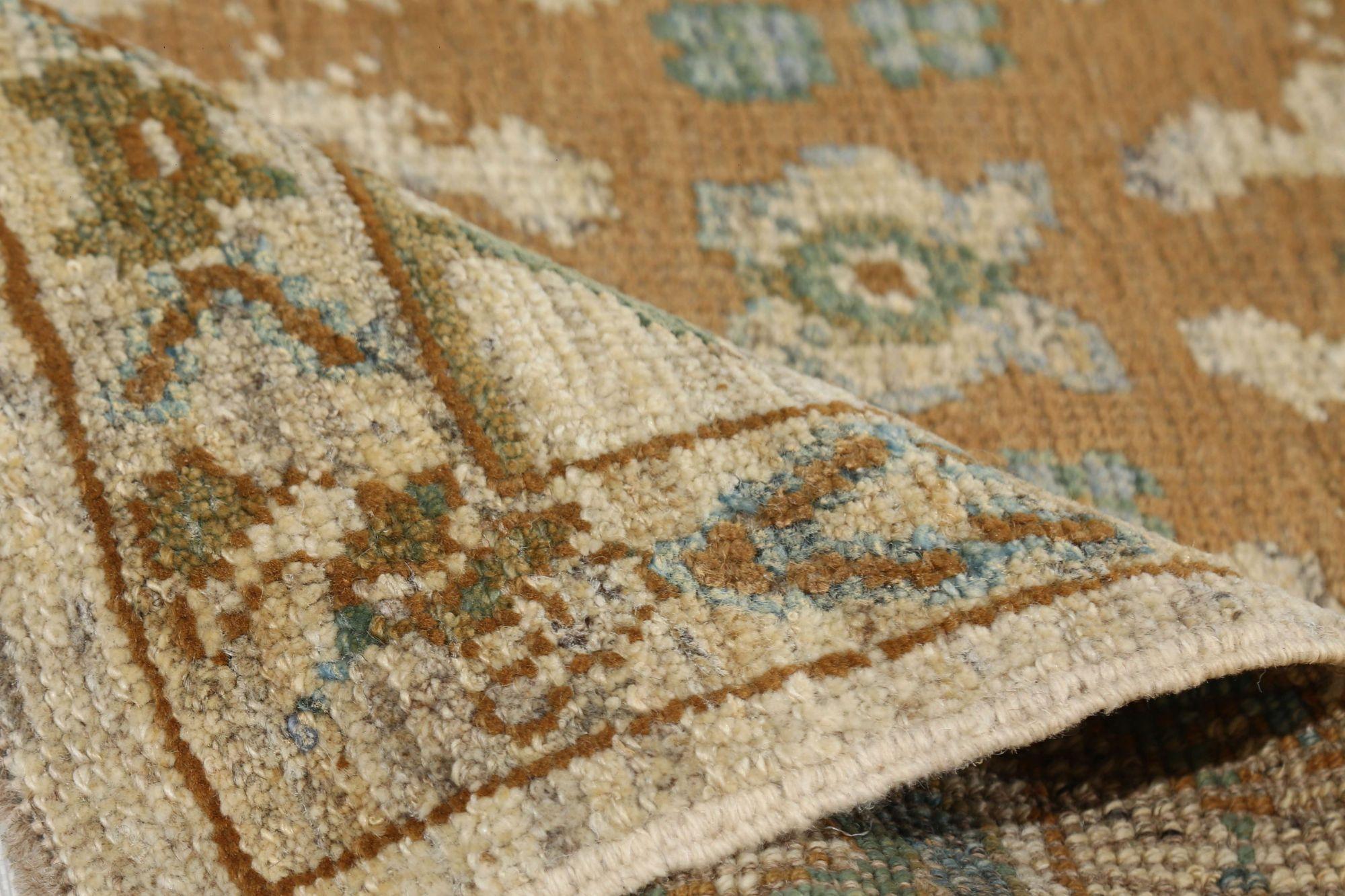 Afghanistan Oushak-Läufer aus Wolle in Elfenbein mit elfenbeinfarbenem Design - 96124 (Afghanisch) im Angebot
