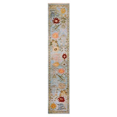 Afghanistan Oushak-Läufer - Wolle Hellblau Design - 93621