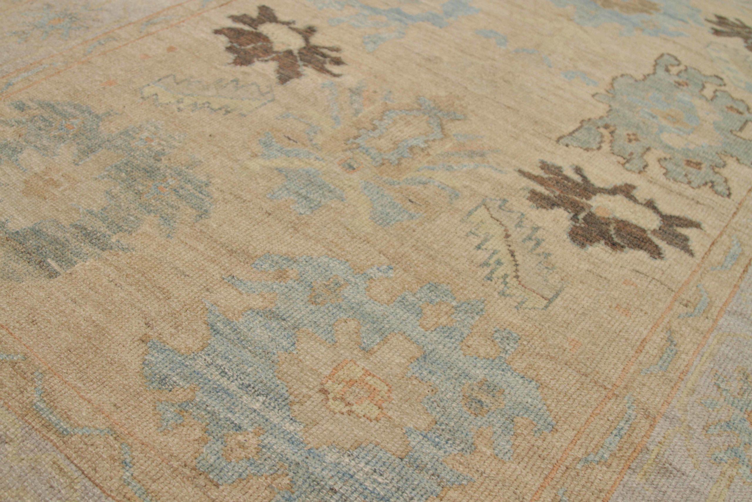 Oushak Afghanistan Oushak Kleiner Teppich Circa 1990 - Wolle Blau Elfenbein Design - 92388 (Afghanisch) im Angebot