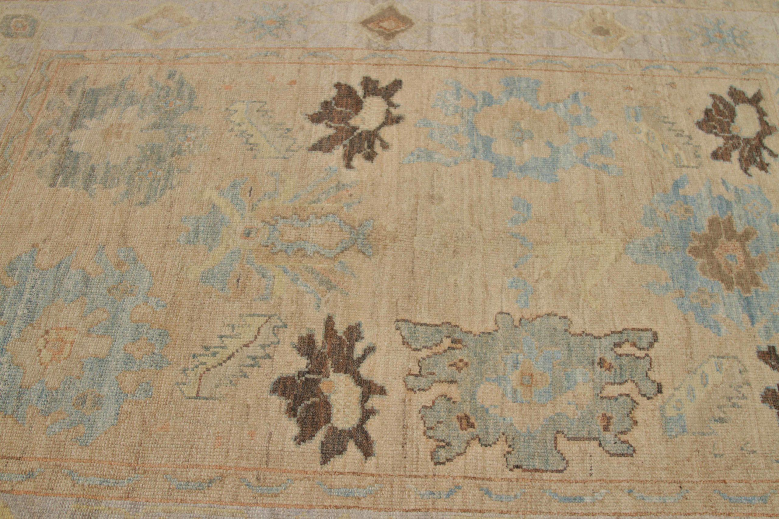 Oushak Afghanistan Oushak Kleiner Teppich Circa 1990 - Wolle Blau Elfenbein Design - 92388 im Zustand „Hervorragend“ im Angebot in Dallas, TX